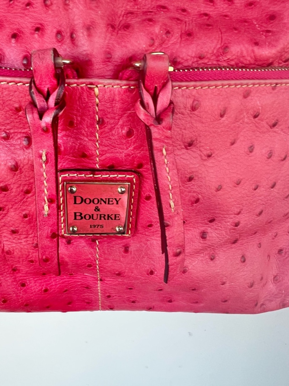 Dooney & Bourke Large Pink Ostrich Pocket Sac shoulder bag - Picture 6 of 16